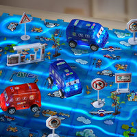 HKM-730003 Luminous Educational Jigsaw Puzzle Slot Car Track Set for Kids, DIY Electric Railcar Assembly Toy