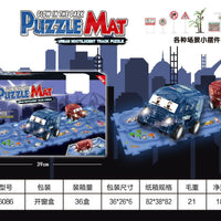 HKM-730003 Luminous Educational Jigsaw Puzzle Slot Car Track Set for Kids, DIY Electric Railcar Assembly Toy