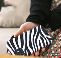 HKM-730003 Zebra Pattern Plush Phone Case for iPhone Models - Soft Mink Winter Protection