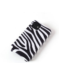 HKM-730003 Zebra Pattern Plush Phone Case for iPhone Models - Soft Mink Winter Protection