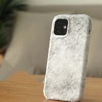 HKM-730003 Zebra Pattern Plush Phone Case for iPhone Models - Soft Mink Winter Protection