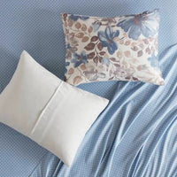 HKM-730067 Floral Comforter Set with Bed Sheets in Blue - Queen Size, Soft Microfiber and Hypoallergenic Filling