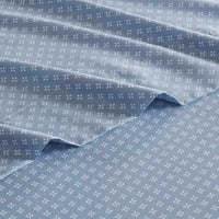 HKM-730067 Floral Comforter Set with Bed Sheets in Blue - Queen Size, Soft Microfiber and Hypoallergenic Filling