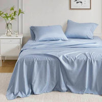 HKM-730067 Floral Comforter Set with Bed Sheets in Blue - Queen Size, Soft Microfiber and Hypoallergenic Filling