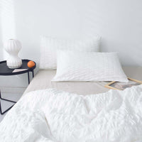 HKM-730067 Washed Cotton Seersucker Bedding Set - 3 Piece King Size Quilt Cover with Pillowcases