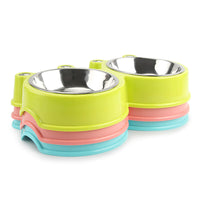 HKM-730259 Cartoon Stainless Steel Pet Bowl for Small to Medium Dogs and Cats - Blue, Pink, Green