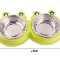 HKM-730259 Cartoon Stainless Steel Pet Bowl for Small to Medium Dogs and Cats - Blue, Pink, Green
