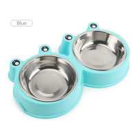 HKM-730259 Cartoon Stainless Steel Pet Bowl for Small to Medium Dogs and Cats - Blue, Pink, Green