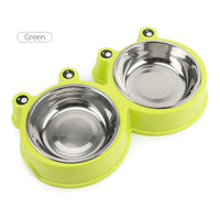 HKM-730259 Cartoon Stainless Steel Pet Bowl for Small to Medium Dogs and Cats - Blue, Pink, Green