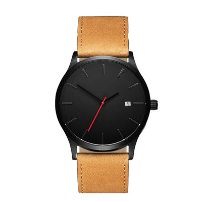 HKM-730259 Casual Men's Quartz Watch with Large Dial and Leather Strap