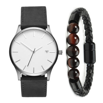 HKM-730259 Casual Men's Quartz Watch with Large Dial and Leather Strap