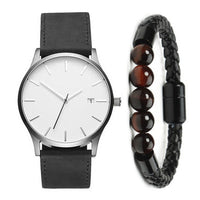 HKM-730259 Casual Men's Quartz Watch with Large Dial and Leather Strap