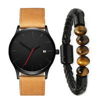 HKM-730259 Casual Men's Quartz Watch with Large Dial and Leather Strap