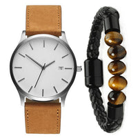 HKM-730259 Casual Men's Quartz Watch with Large Dial and Leather Strap