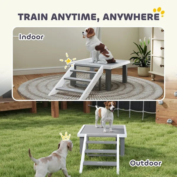 HKM-730259 Wooden Dog Training Place Board with Ladder for Indoor and Outdoor Agility Training