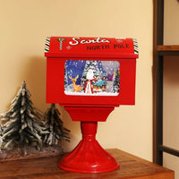 HKM-730323 Christmas Mini Mailbox Decoration with LED Light and Music, 27x20x40CM