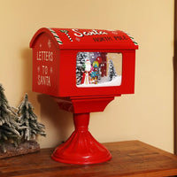 HKM-730323 Christmas Mini Mailbox Decoration with LED Light and Music, 27x20x40CM