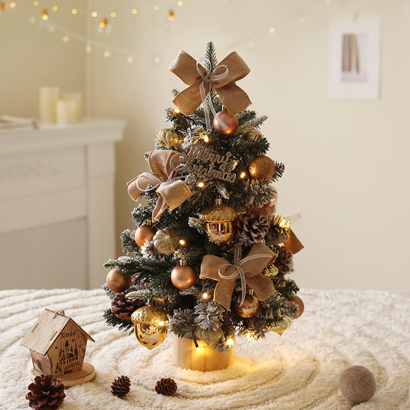 HKM-730515 Mini Christmas Tree Decoration Set - 45CM Flocking Plastic Ornaments for Window Display