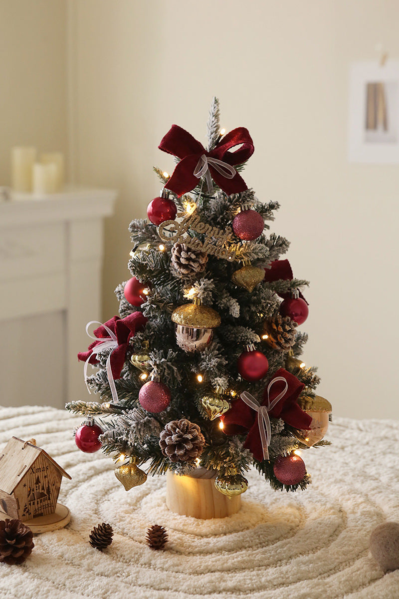 HKM-730515 Mini Christmas Tree Decoration Set - 45CM Flocking Plastic Ornaments for Window Display