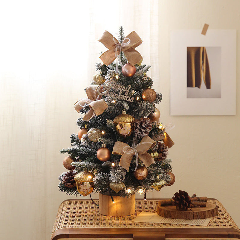 HKM-730515 Mini Christmas Tree Decoration Set - 45CM Flocking Plastic Ornaments for Window Display