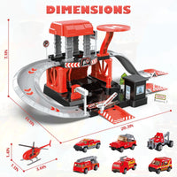 HKM-730707 Fire Station Playset with Fire Truck and Garage Track for Kids