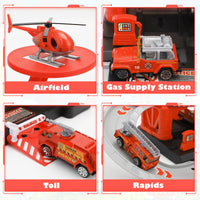 HKM-730707 Fire Station Playset with Fire Truck and Garage Track for Kids