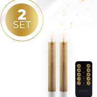 HKM-730707 Taupe 3D Flame LED Taper Candle - D2.2 x H18 cm, Realistic Flickering Light