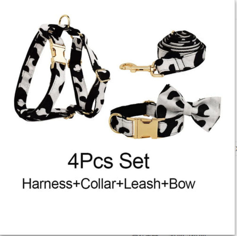 HKM-730771 Five-Piece Dog Accessory Set Including Collar, Leash, Bow, Vest, and Waste Bag