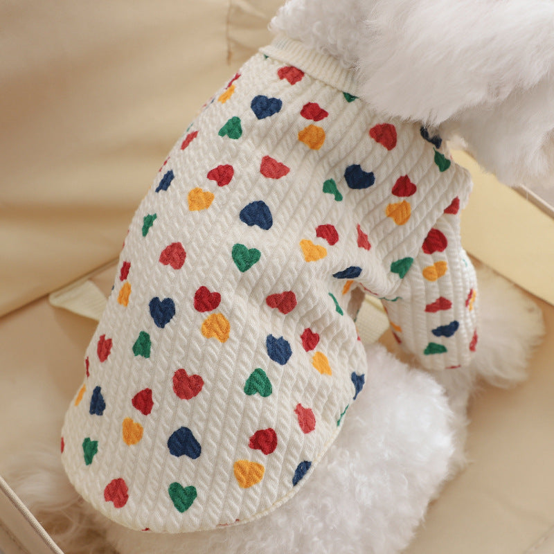 HKM-731155 Cozy Snap Cardigan Sweater for Small Dogs in Pink and Beige