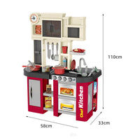 HKM-731155 Kids Pretend Play Kitchen Set with Light and Sound, Water Flow Simulation, Interactive Tableware for Ages 2 to 7