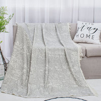 HKM-731219 Cotton Linen Tassel Blanket - Solid Colors, 130x150cm, Modern Design