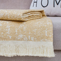 HKM-731219 Cotton Linen Tassel Blanket - Solid Colors, 130x150cm, Modern Design