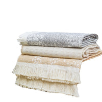 HKM-731219 Cotton Linen Tassel Blanket - Solid Colors, 130x150cm, Modern Design