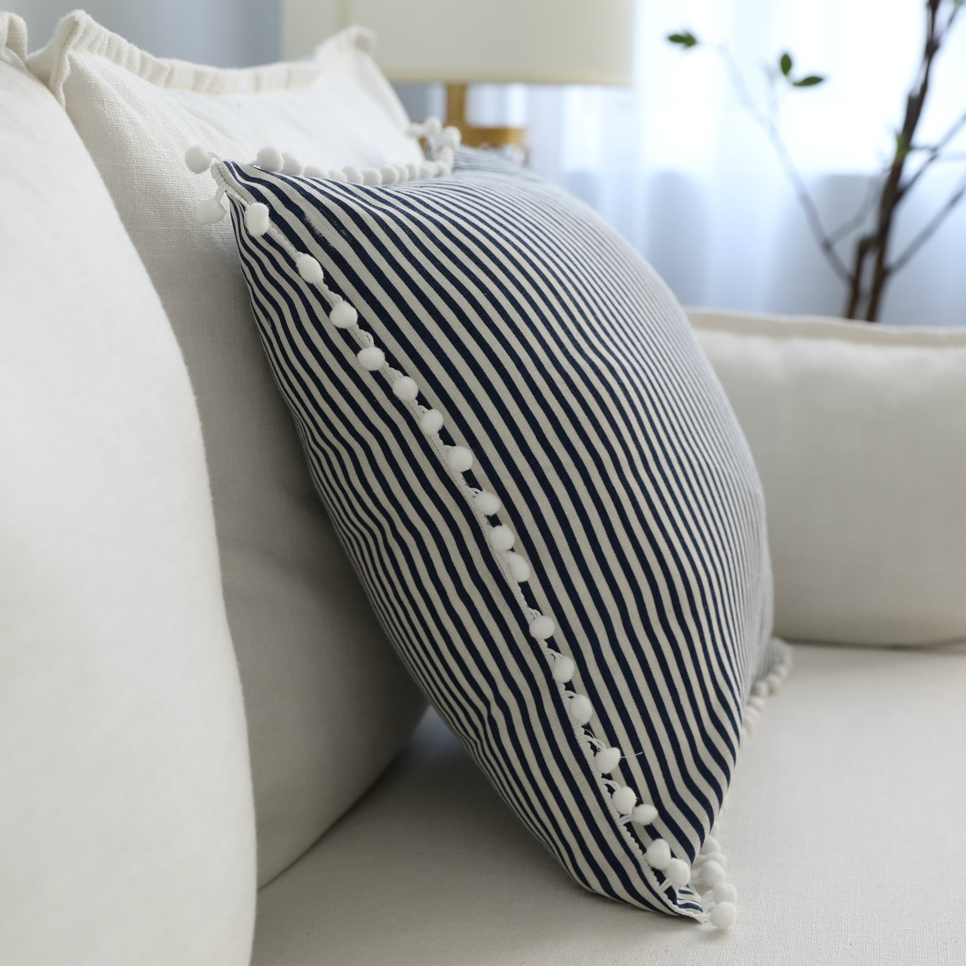 HKM-731219 Geometric Cotton Linen Waist Pillow Cover – Modern Design for Comfort and Style