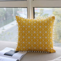 HKM-731219 Geometric Cotton Linen Waist Pillow Cover – Modern Design for Comfort and Style