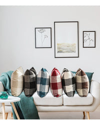 HKM-731283 Plaid Square Pillow Cover 45x45cm - Cushion Cover Only