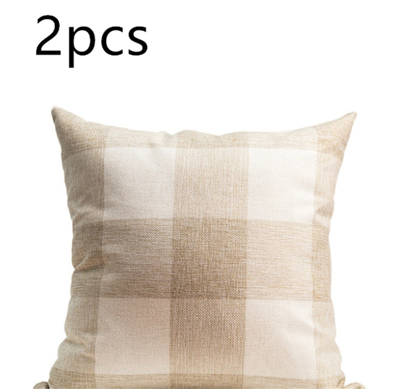 HKM-731283 Plaid Square Pillow Cover 45x45cm - Cushion Cover Only