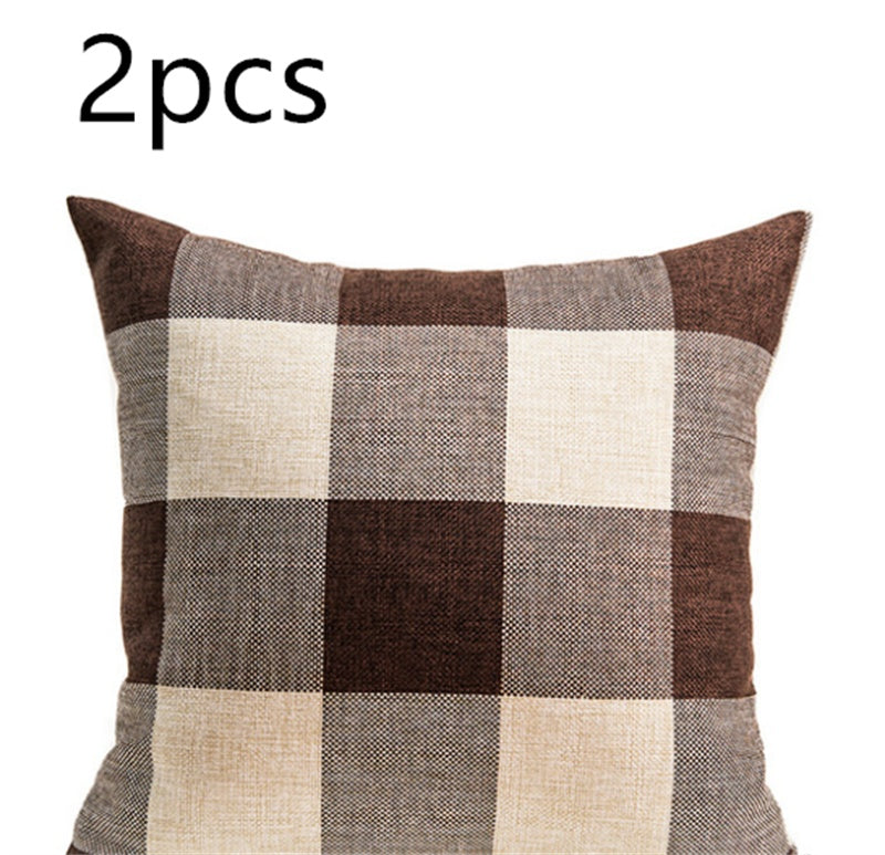 HKM-731283 Plaid Square Pillow Cover 45x45cm - Cushion Cover Only