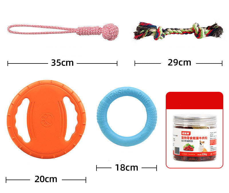 HKM-731347 Dog Training Supplies Set with Bite-Resistant Interactive Toys and Beef Cubes