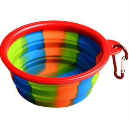 HKM-731411 Foldable Camouflage Silicone Pet Bowl - Lightweight, Portable Design for Dogs, 13CM Diameter