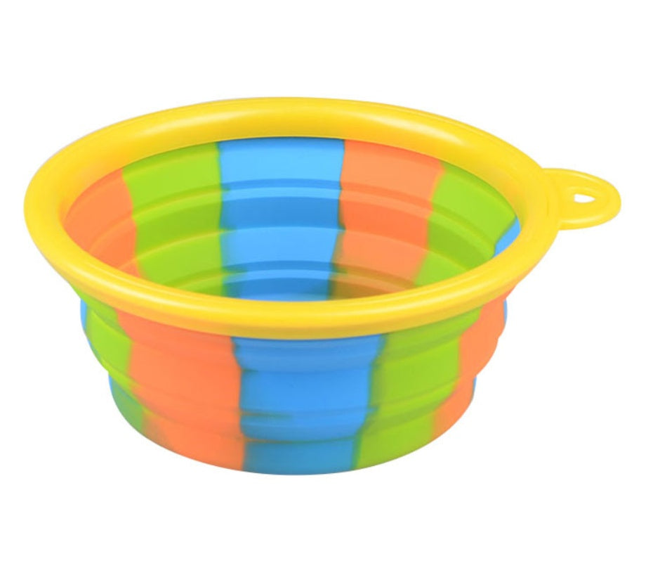HKM-731411 Foldable Camouflage Silicone Pet Bowl - Lightweight, Portable Design for Dogs, 13CM Diameter