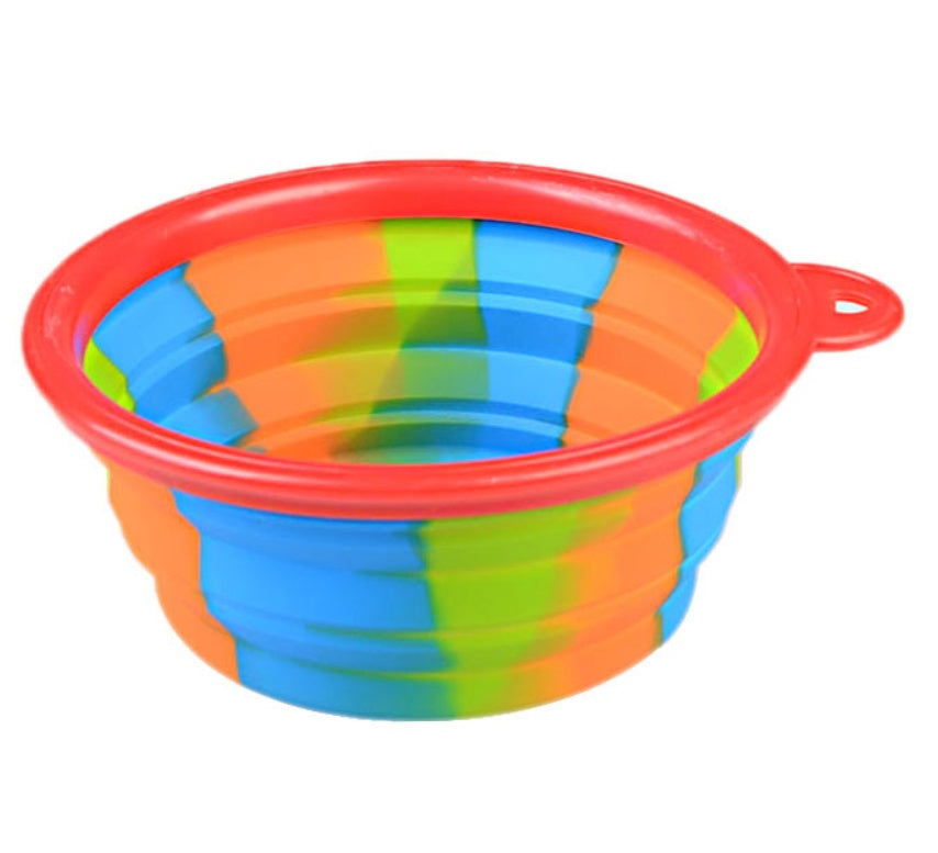 HKM-731411 Foldable Camouflage Silicone Pet Bowl - Lightweight, Portable Design for Dogs, 13CM Diameter