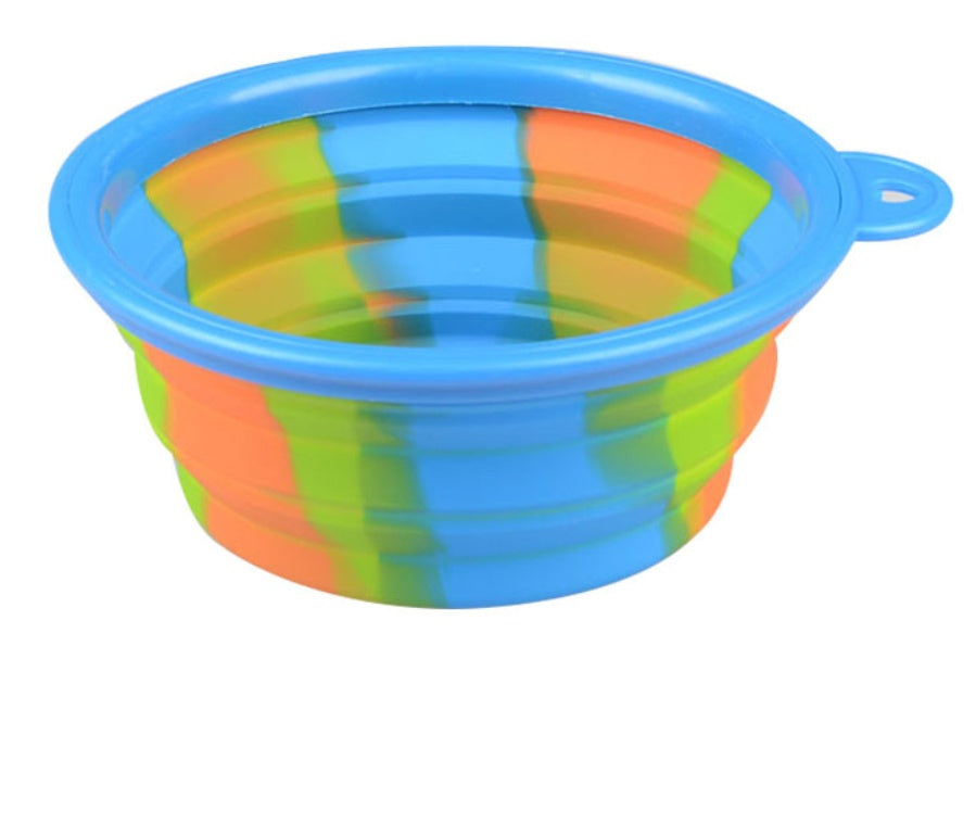 HKM-731411 Foldable Camouflage Silicone Pet Bowl - Lightweight, Portable Design for Dogs, 13CM Diameter