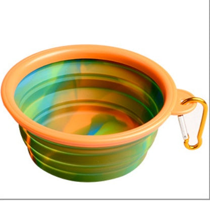 HKM-731411 Foldable Camouflage Silicone Pet Bowl - Lightweight, Portable Design for Dogs, 13CM Diameter