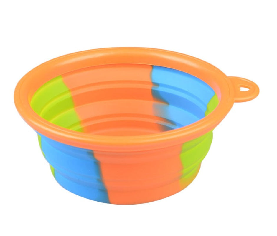 HKM-731411 Foldable Camouflage Silicone Pet Bowl - Lightweight, Portable Design for Dogs, 13CM Diameter