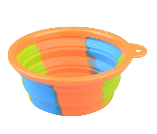HKM-731411 Foldable Camouflage Silicone Pet Bowl - Lightweight, Portable Design for Dogs, 13CM Diameter