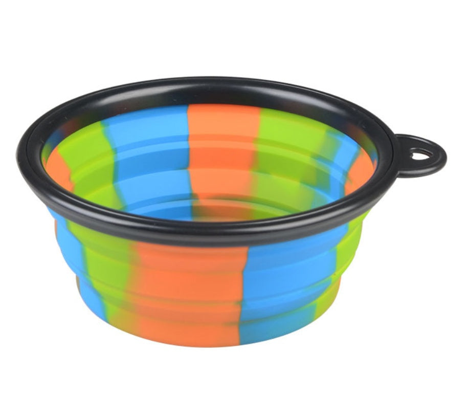 HKM-731411 Foldable Camouflage Silicone Pet Bowl - Lightweight, Portable Design for Dogs, 13CM Diameter