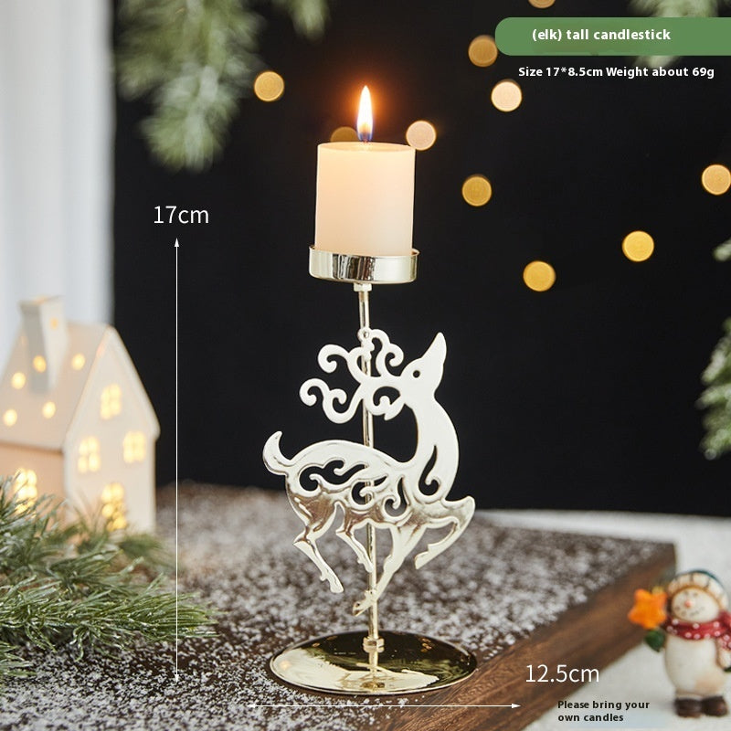 HKM-731667 Wrought Iron Candlestick Candle Tray Decoration for a Romantic Christmas