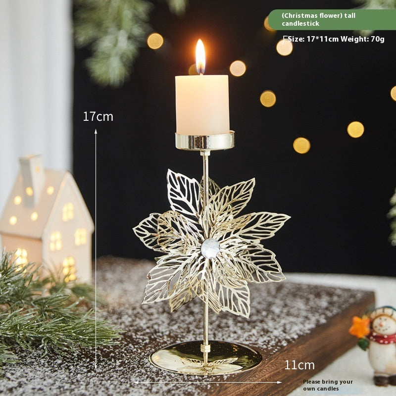 HKM-731667 Wrought Iron Candlestick Candle Tray Decoration for a Romantic Christmas