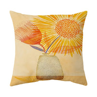 HKM-731731 Bohemian Floral Print Peach Skin Velvet Pillow Cover - 45x45CM
